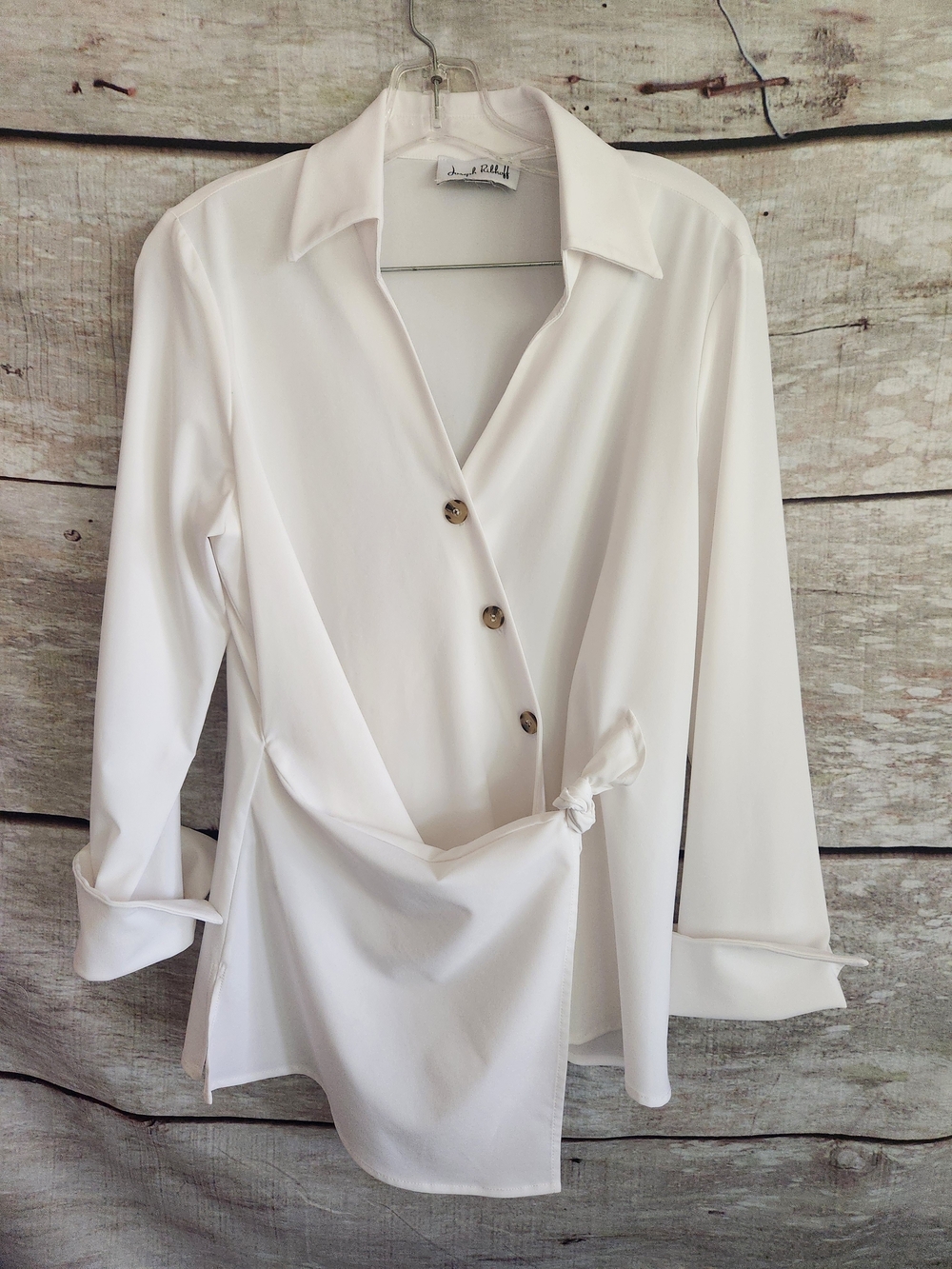 Joseph Ribkoff White Wrap-Style Button Down Shirt